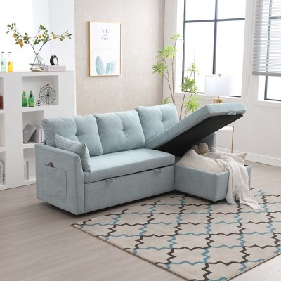 81.1" L-Shaped Modular Corduroy/Chenille Fabric Sofa, Reversible Sectional Couch with Storage Chaise 4W - ModernLuxe