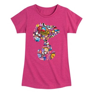 Girls' - Peanuts - Snoopy Silhouette Pattern Fitted Short Sleeve Graphic T-Shirt - 1 of 4