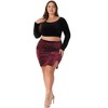 Agnes Orinda Women's Plus Size Velvet Side Slit Party Trendy Mini Bodycon Skirts - 3 of 4