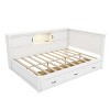 Twin/Full Size L-Shaped Daybed Captain Bed with Drawers, Bookcase, Led Downlight,  AC Outlets and USB Ports, White-ModernLuxe - 4 of 4