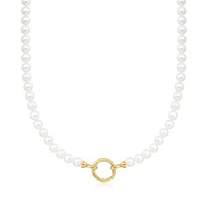 Ross-Simons 5-6mm Cultured Pearl Charm-Compatible Necklace in 18kt Gold Over Sterling. 18 inches - 1 of 4