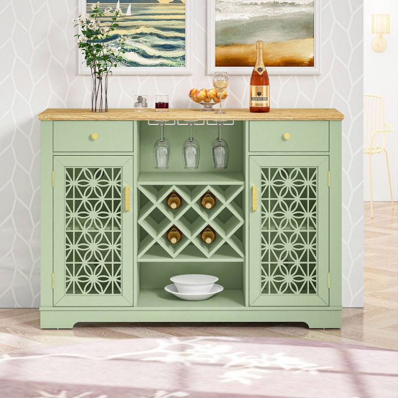 56&#34; Wood Buffet Bar Cabinet with Wine Rack Green - Home Essentials, 1 of 10