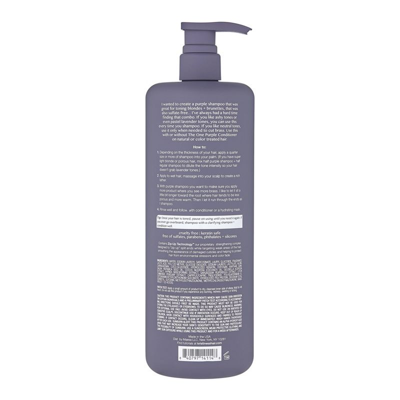 Kristin Ess One Purple Shampoo Toning for Blonde Hair, Neutralizes Brass and Sulfate Free - 33.8 fl oz, 3 of 5
