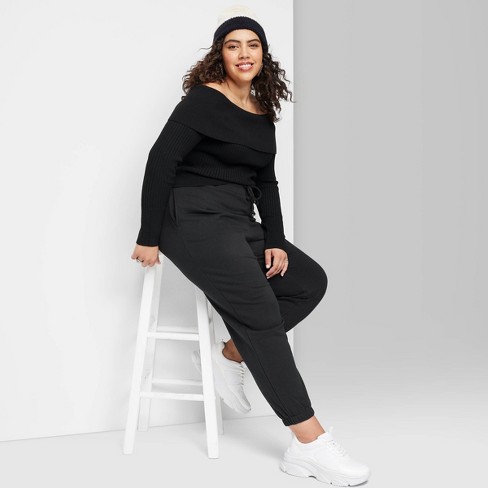 Women's High-rise Tapered Joggers - Wild Fable™ Black 3x : Target
