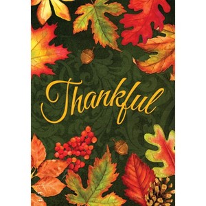 Thankful Leaves Autumn House Flag Fall Thanksgiving 28" x 40" Briarwood Lane - 1 of 4