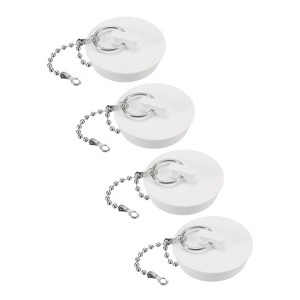 Unique Bargains Rubber Stainless Steel Beaded Chain with Pull Ring Bathtub Drain Stopper 4 Pcs - 1 of 4