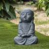 LuxenHome 16.3" LuxenHome Gray MgO Meditating Buddha Garden Statue - 4 of 4