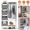 NewHome "Portable Closet Wardrobe Organizer with 4 Storage Bags, Hanging Rod, Shelf & Hooks for Clothes" Grey - 2 of 4