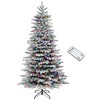 HOMCOM 7.5 ft Pre-Lit Mountain Pine Artificial Christmas Tree, Snow Flocked Christmas Tree with 500 LED Lights and 1264 Branch Tips, Green - 4 of 4