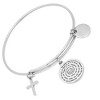 Steeltime Ladies stainless steel bracelet with our father, faith, and cross charms. Color Options: Silver, Gold - 2 of 4