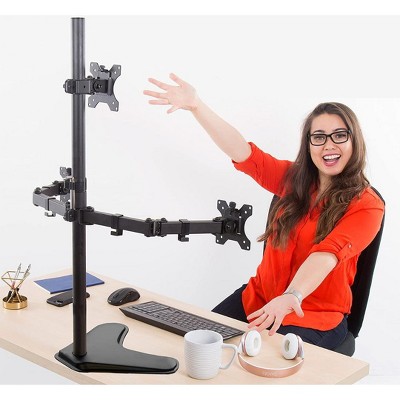 Black Adjustable Triple Monitor Desk Stand with VESA Mounts