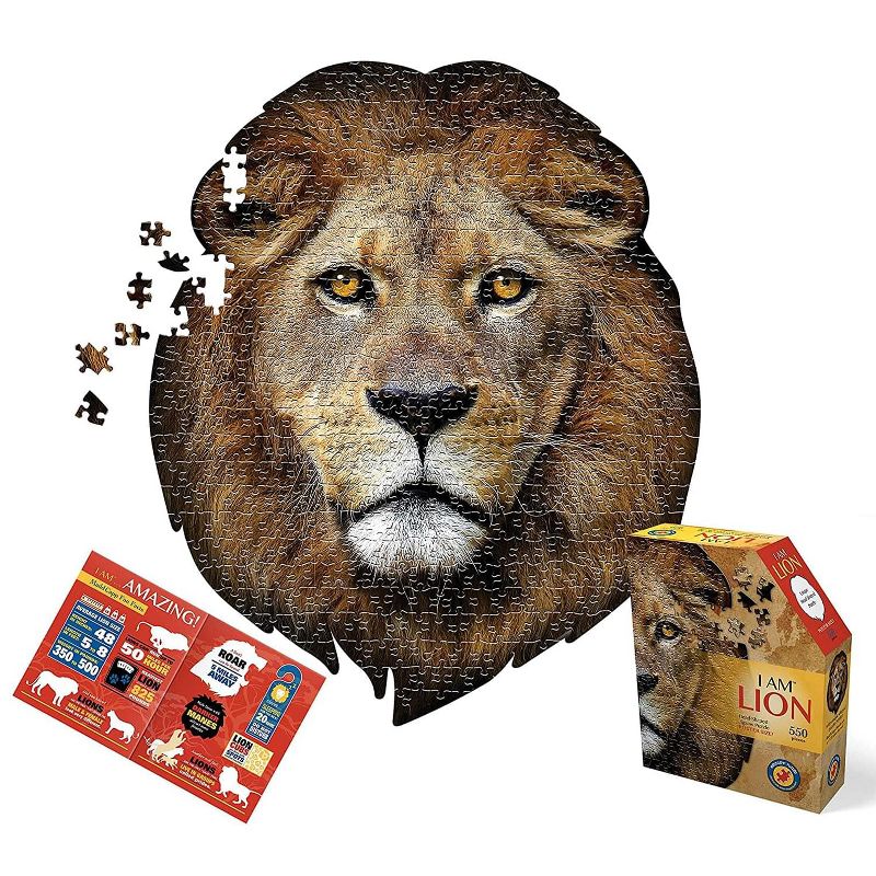 Madd Capp Games I AM Lion 550 Piece Animal Head-Shaped Jigsaw Puzzle, 4 of 7