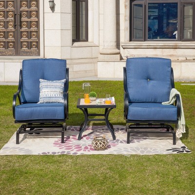 3pc Steel Patio Seating Sets Blue, Colebrook Outdoor Furniture