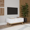 Ren Home Leva Scandinavian 2 Drawer Curved Entertainment Console, White - 4 of 4