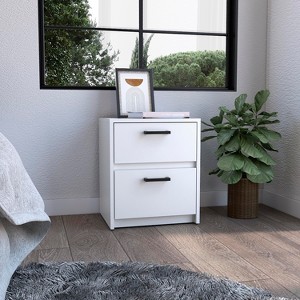 Gulches 18" H Nightstand with 2 Drawers and Metal Handles - Chic White Design - 1 of 4