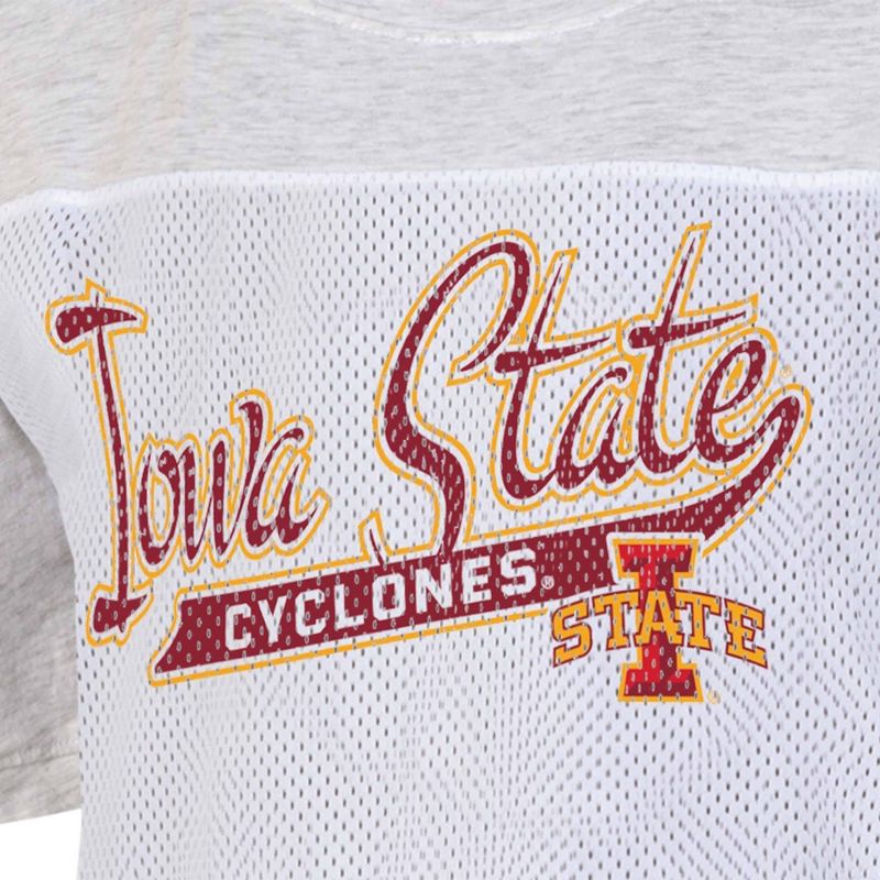NCAA Iowa State Cyclones Women&#39;s White Mesh Yoke T-Shirt, 3 of 4