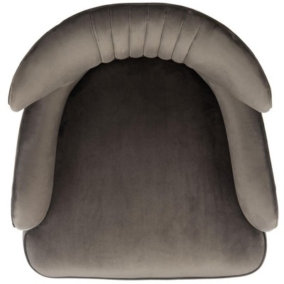 Shale Velvet & Gold-Capped Wood Transitional Accent Chair