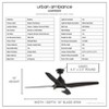 Urban Ambiance Luxury Urban Loft Ceiling Fan 16''H x 56''W,  Midnight Black Finish,  Bunbury Collection, UHP9331 - 3 of 4