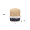 HomeRoots 18" Natural And Navy Blue Jute Blend Cylinder Striped Pouf Ottoman - 3 of 4