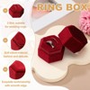 Unique Bargains Velvet Vintage Ring Display 2 Slot Hexagon Jewelry Storage Box - 3 of 4