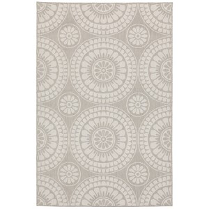 Paloma Floral Medallions Patio Rug Gray/Ivory - Captiv8e Designs - 1 of 4
