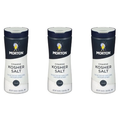 Morton Salt Kosher Coarse Salt, 16oz (Pack of 3)