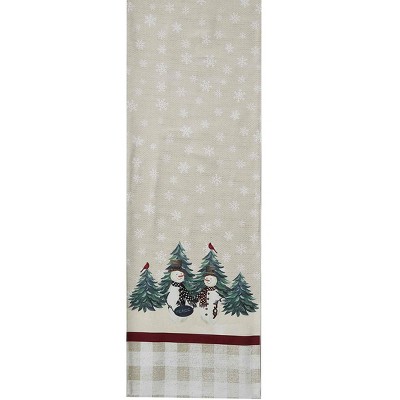Beige Winter Snowman Polyester Cotton Table Runner 14" x 72"