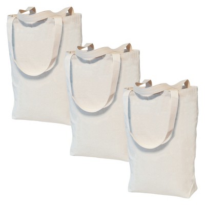 Creativity Street® Tote Bags, Large Canvas, 11" x 14" x 4", Pack of 3