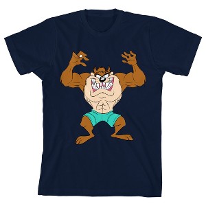 Looney Tunes Muscular Taz Boys Navy Tee shirt - 1 of 1
