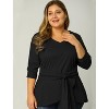 Agnes Orinda Women's Plus Size Work Long Sleeves Fashion Belted Knot Tie Knit Blouses - 4 of 4