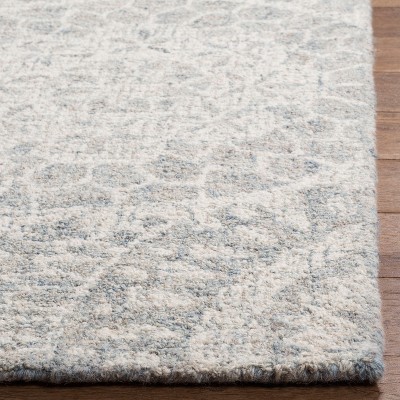 Ivory and Grey Hand-Tufted Wool Abstract Runner Rug