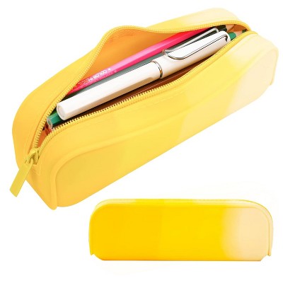 Boersma Yellow Pencil Case – Large Capacity Waterproof Silicone Pen Pouch, Aesthetic Stationery Organizer for School, Office, Teen Boys & Girls