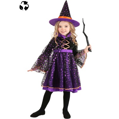 HalloweenCostumes.com 4T Girl Girl's Toddler Twilight Twinkle Witch Sustainable Material Costume | Girl's Witch Costumes, Purple/Orange/Black