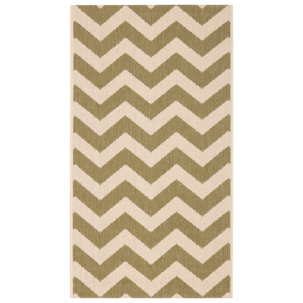 2'7inX5' Rectangle Elvas Outer Patio Rug Green/Beige - Safavieh