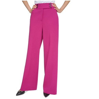 Calvin Klein Womens High Rise Wide Trousers Relaxed Dress Pants