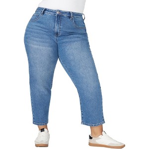ELOQUII Women's Plus Size The Naomi Comfort Stretch Straight Leg Jean Crop - 1 of 4
