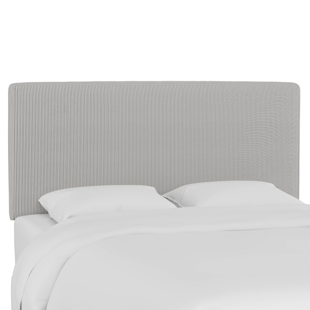 Skyline Furniture Full Fairbanks Headboard in Patterns Striped Charcoal: Modern Upholstered Design, Pine Frame, Cotton Fabric
