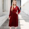 Anna-Kaci Women's Velvet Dress with Smocked Bodice and Ruffled V-Neck - image 2 of 4