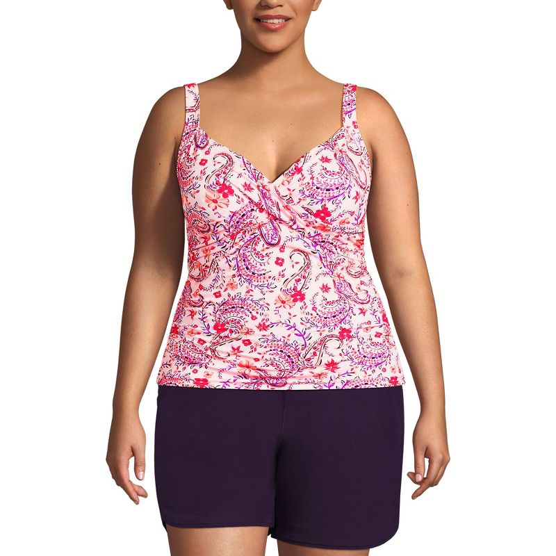 Lands' End Women's Plus Size DD-Cup Chlorine Resistant V-Neck Underwire Tankini Top Swimsuit Adjustable Straps, 1 of 4