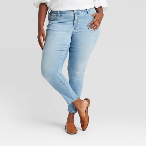 Women S Plus Size Mid Rise Skinny Jeans Ava Viv Light Wash Target