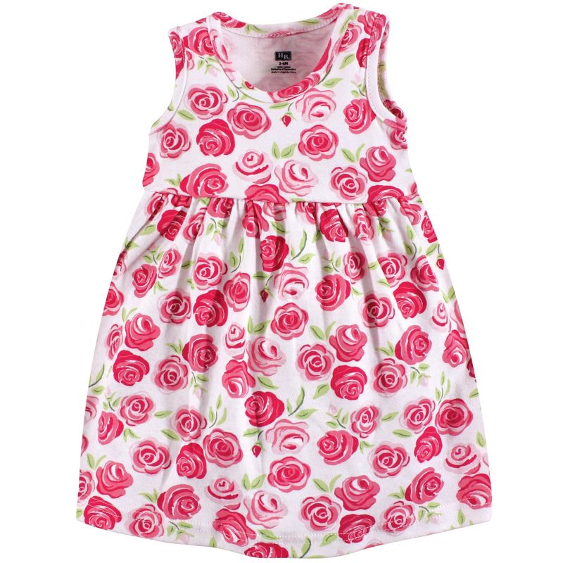 Hudson Baby Infant Girl Cotton Dress, Cardigan and Shoe 3pc Set, Pink Roses, 5 of 7