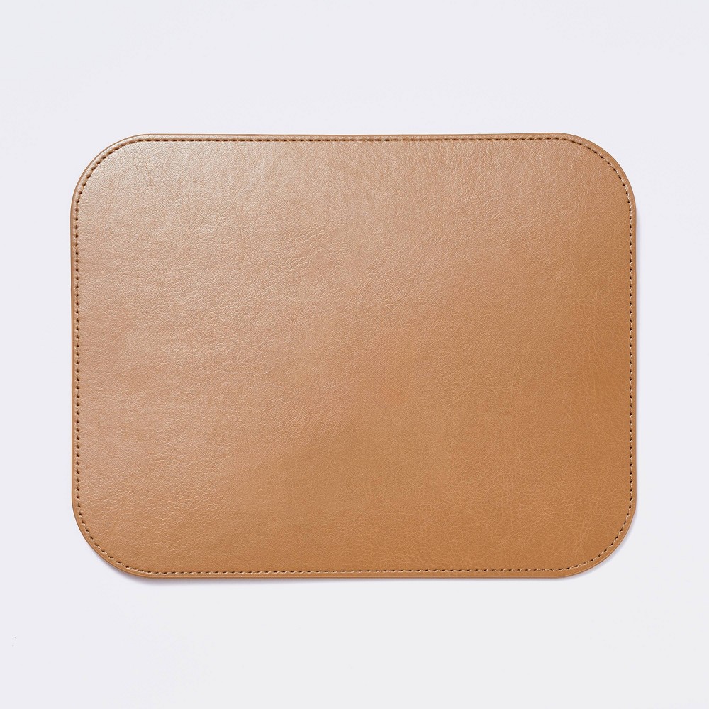 Photos - Mouse Pad Faux Leather  Brown - Threshold™