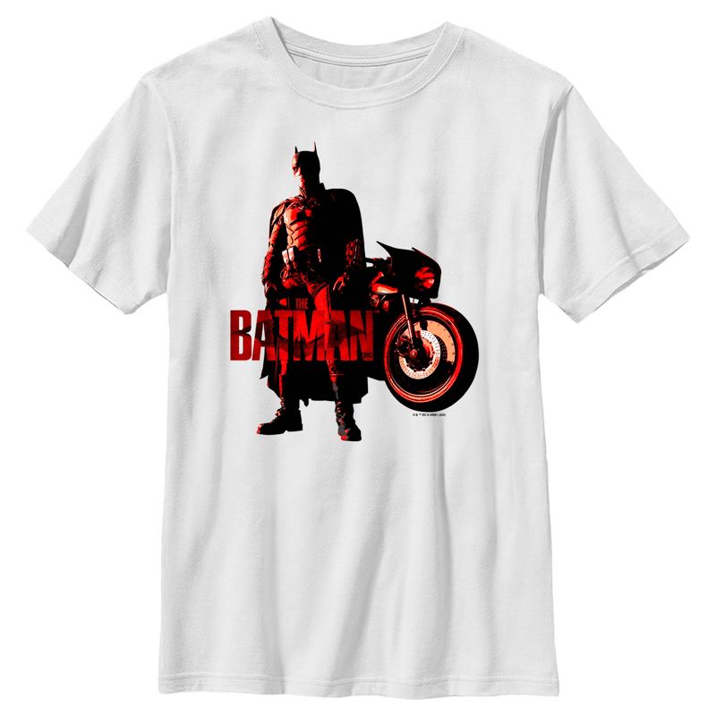 Boy's The Batman Red Batcycle T-Shirt, 1 of 5