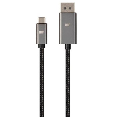 Monoprice Bidirectional USB Type-C to DisplayPort Cable - 6 Feet - Black | 4K@60Hz, Easy Plug and Play, Nylon-Braided Jacket