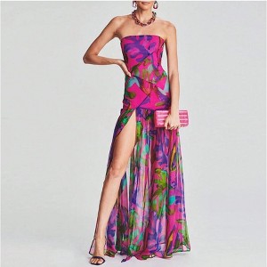 Mocamel Women Tube Top Dress Slim Strapless Backless Mesh  Party Club Night Dress - 1 of 4