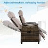 Patio Recliner Loveseat Chair, Adjustable Wicker Outdoor Lounge Chair with Acacia Wood Armrests Chair with Storage Table for Balcony or Porch-Koiai - 4 of 4