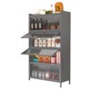 Fontoi Decorative Storage Cabinets, Kitchen Storage Cabinet with Dustproof, Dining Cabinet with Doors, Black, 13.8"*31.5"*56.69" - 3 of 4