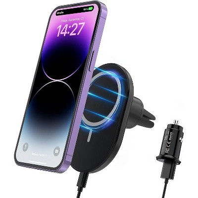 HANPURE Magnetic Wireless Car Charger 18W Compatible with Mag-Safe Car Mount Charger for iPhone 14/13/12 Series Black