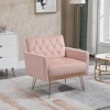CAVINAS Velvet Upholstered Accent Chair with Arm,Comfortable Arm Chairs with Gold Metal Leg for Bedroom,Reading Room - 2 of 4