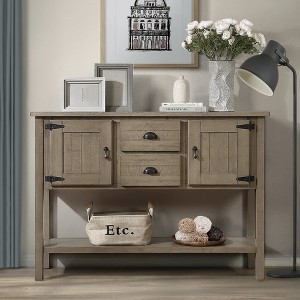 48'' Sideboard Console Table with 2 Drawers and Cabinets and Bottom Shelf, Solid Wood, Buffet Cabinet Sofa Table - 1 of 4